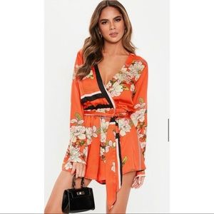 Missguided Long-Sleeve Floral Print Romper